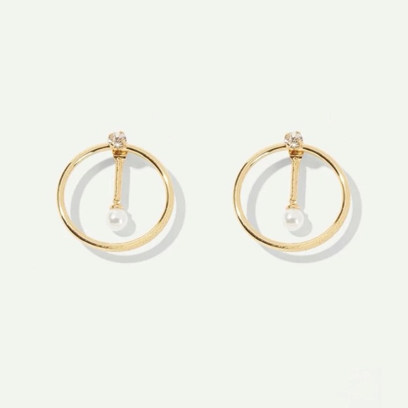 Gold abstract minimalist hoop earrings - Picture 3 of 5